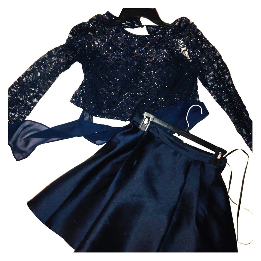 Navy Blue 2 piece home coming dress
